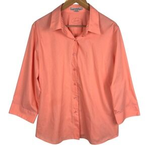 Foxcroft Womens No Iron Button Down Long Sleeve Shirt Sz 18 Office Business FLAW